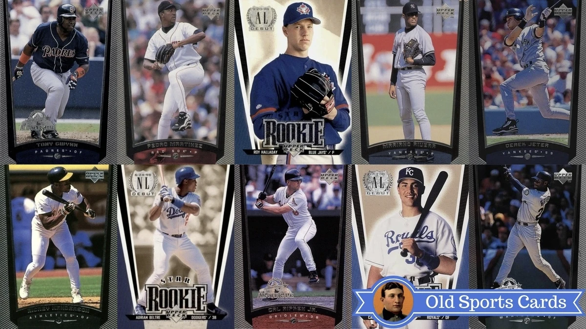 A collage of the most valuable cards from the 1999 Upper Deck Baseball sports card set.