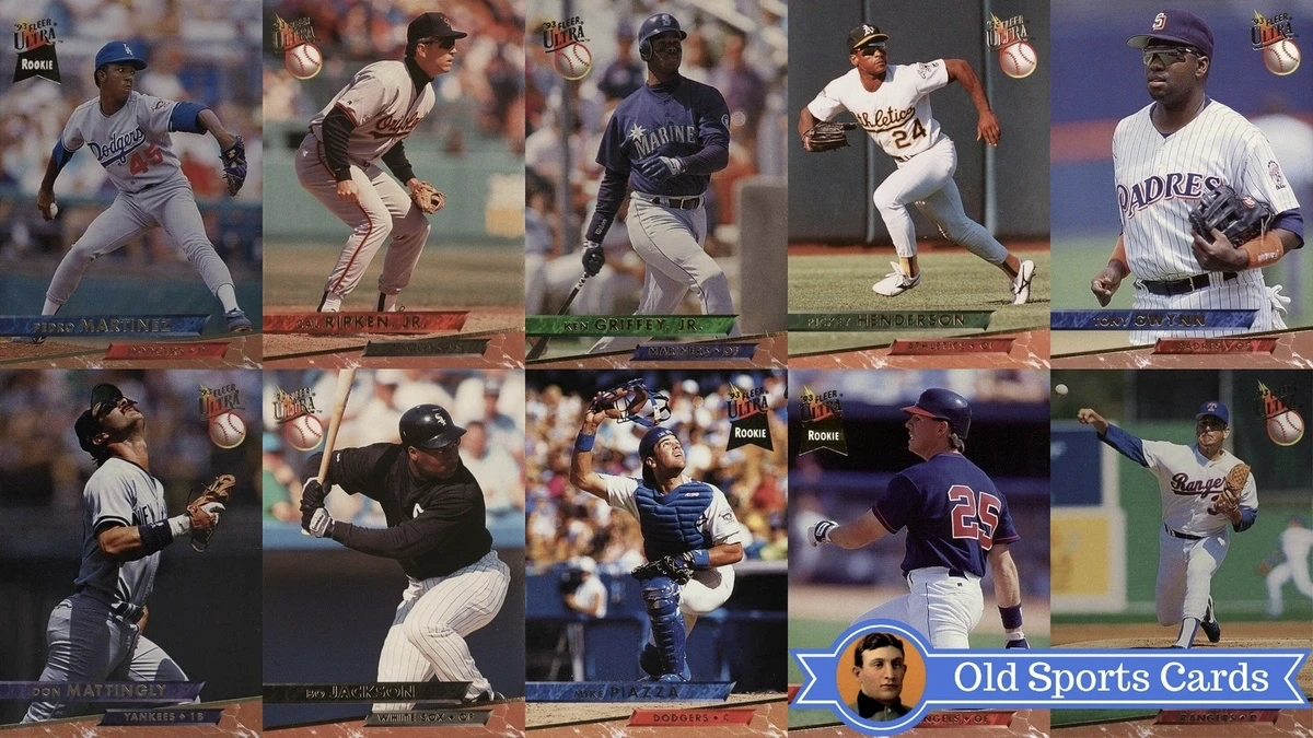 A collage of the most valuable cards from the 1993 Fleer Ultra Baseball sports card set.