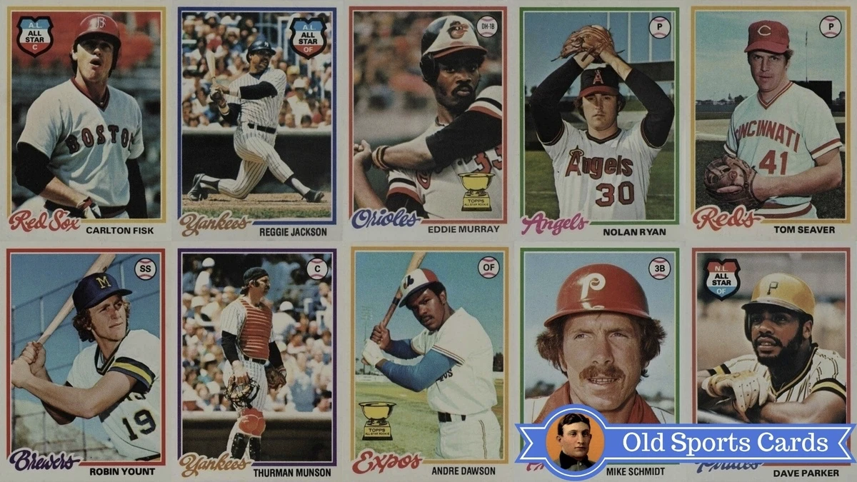 A collage of the most valuable cards from the 1978 Topps Baseball sports card set.