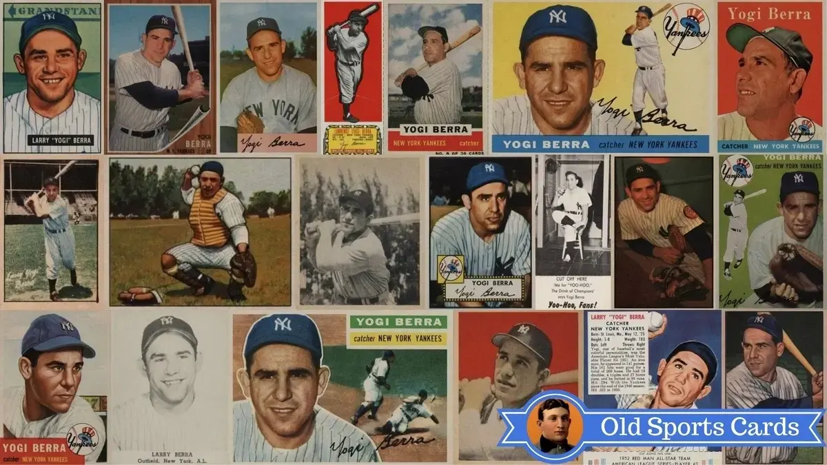 Yogi Berra baseball cards collection featuring rookie and career highlights