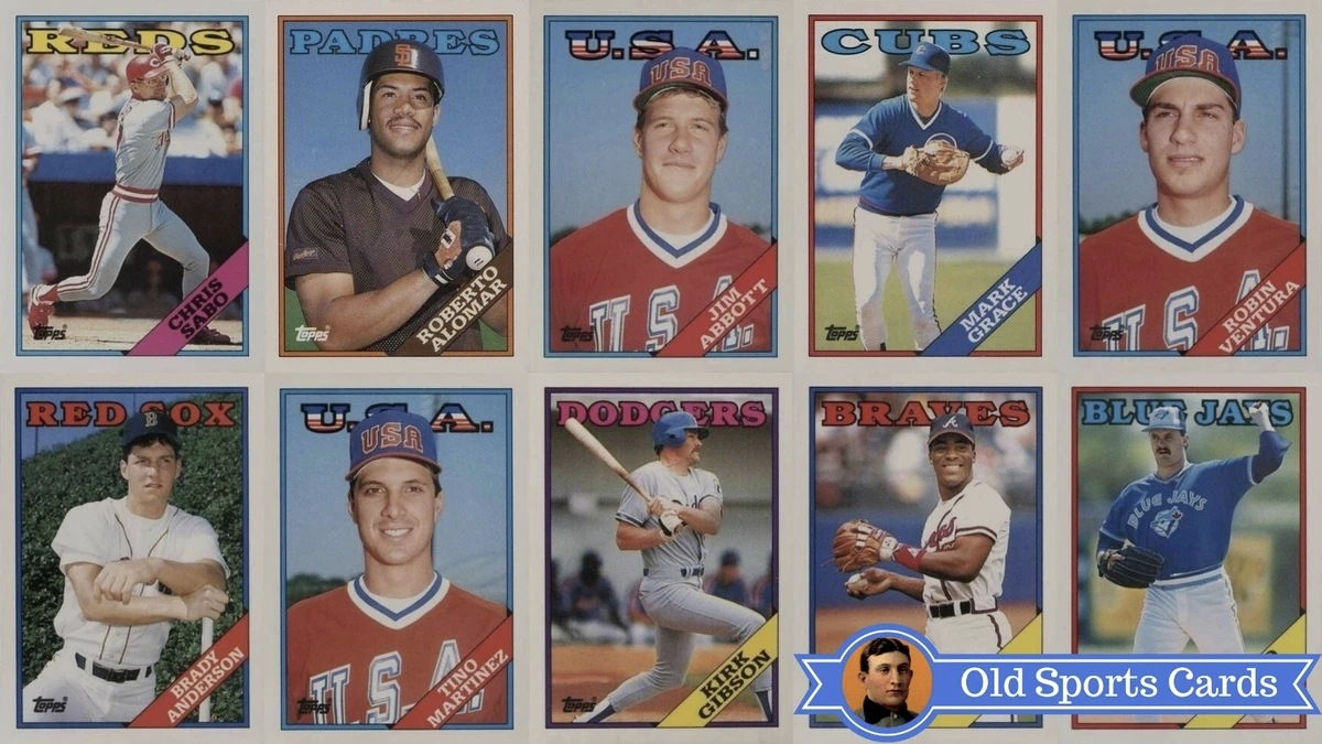 A collage of the most valuable cards from the 1988 Topps Traded Baseball sports card set.
