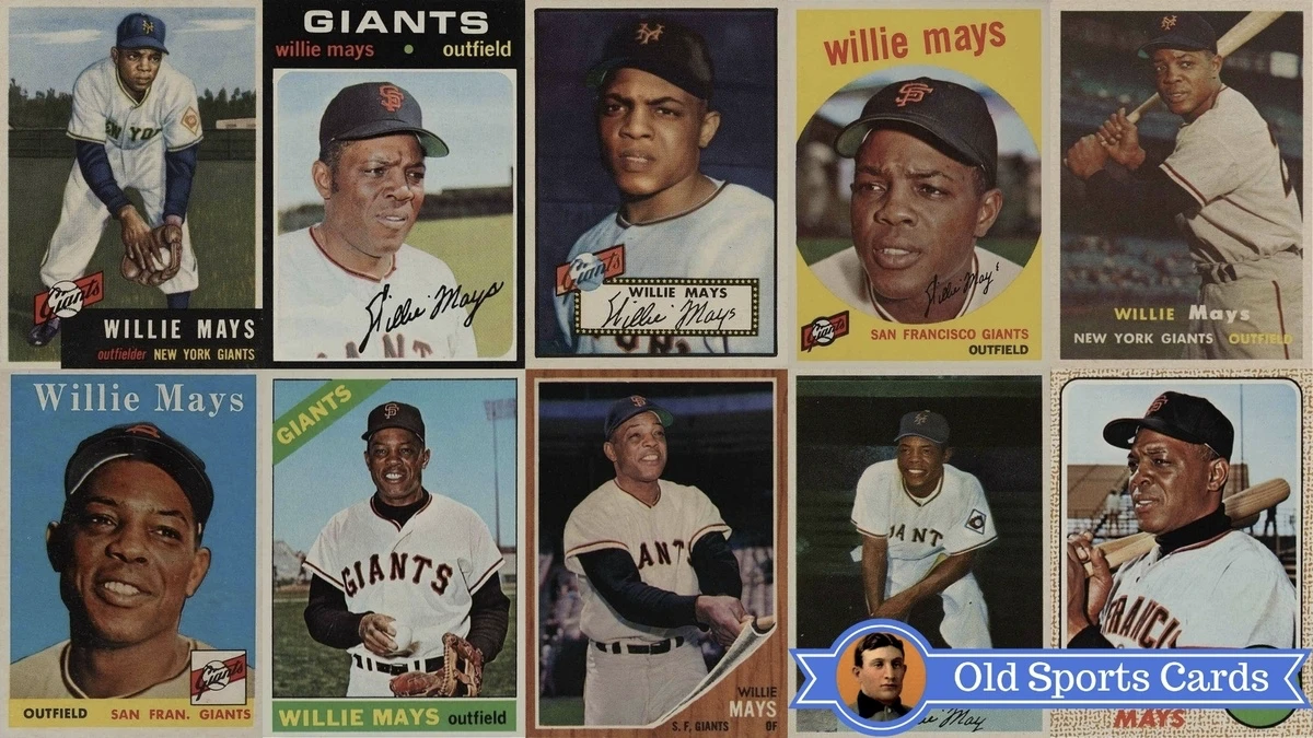 Willie Mays baseball cards collection featuring rookie and career highlights