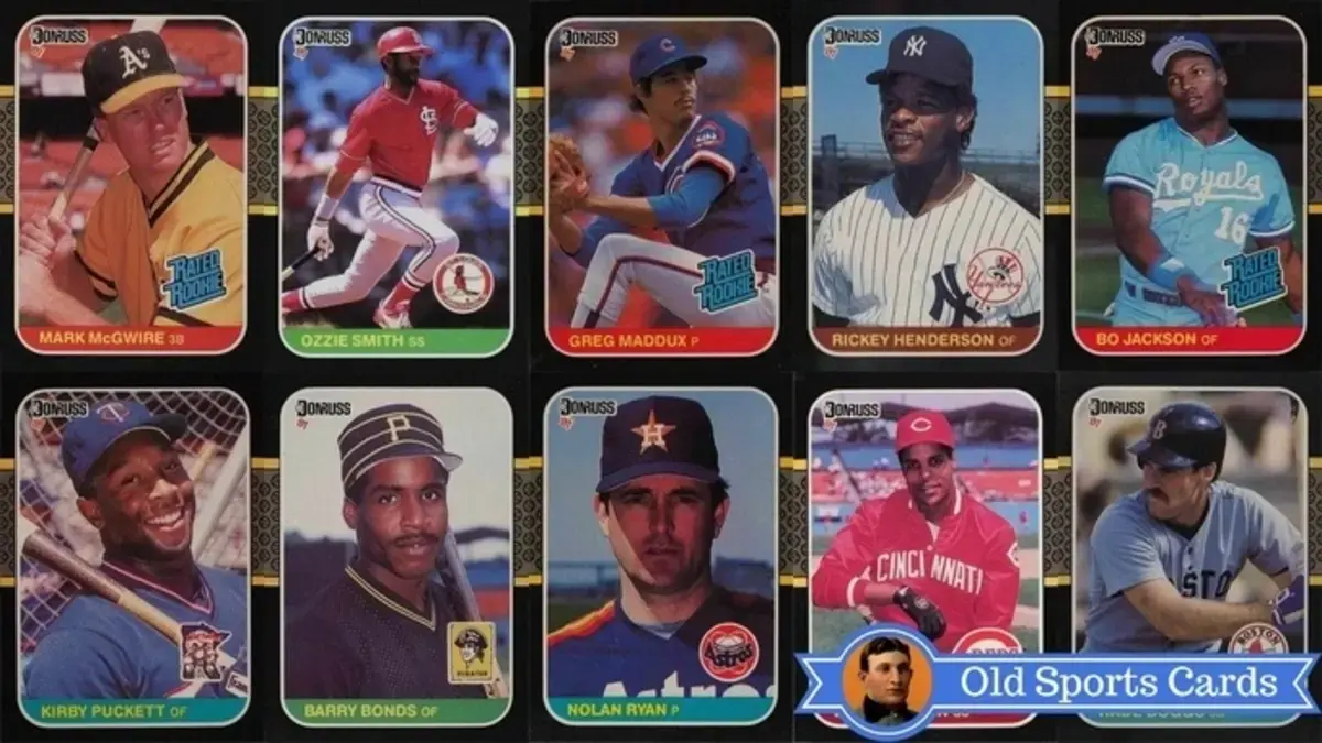 A collage of the most valuable cards from the 1987 Donruss Baseball sports card set.