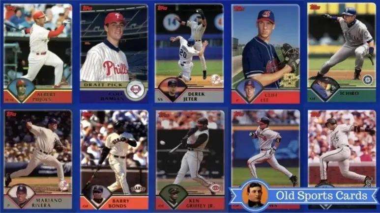 A collage of the most valuable cards from the 2003 Topps Baseball sports card set.