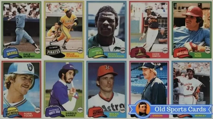 A collage of the most valuable cards from the 1981 Topps Baseball sports card set.