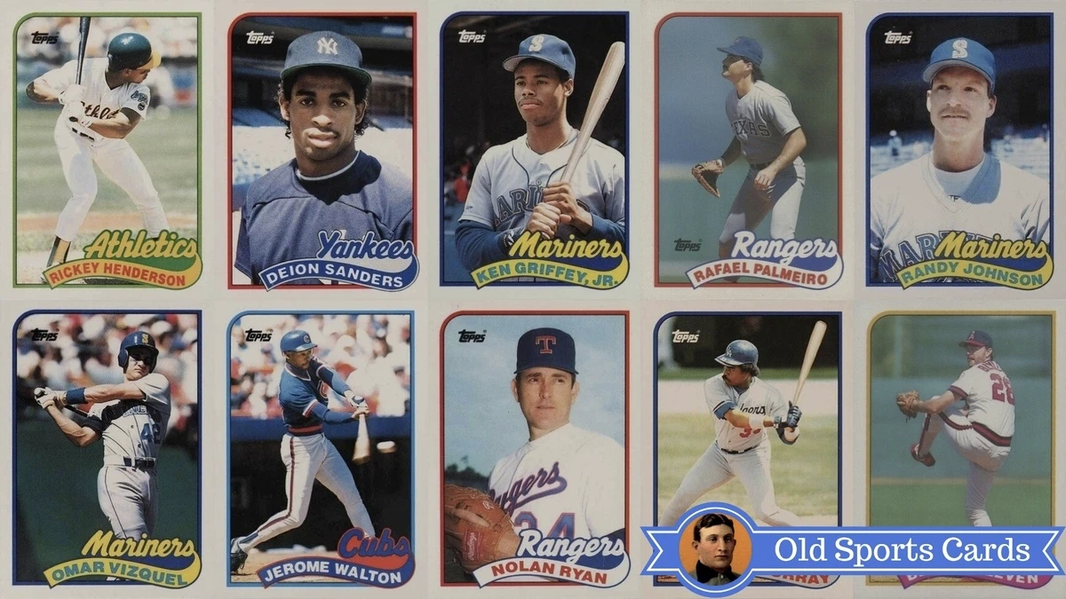 A collage of the most valuable cards from the 1989 Topps Traded Baseball sports card set.