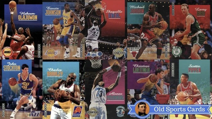A collage of the most valuable cards from the 1992 SkyBox Basketball sports card set.
