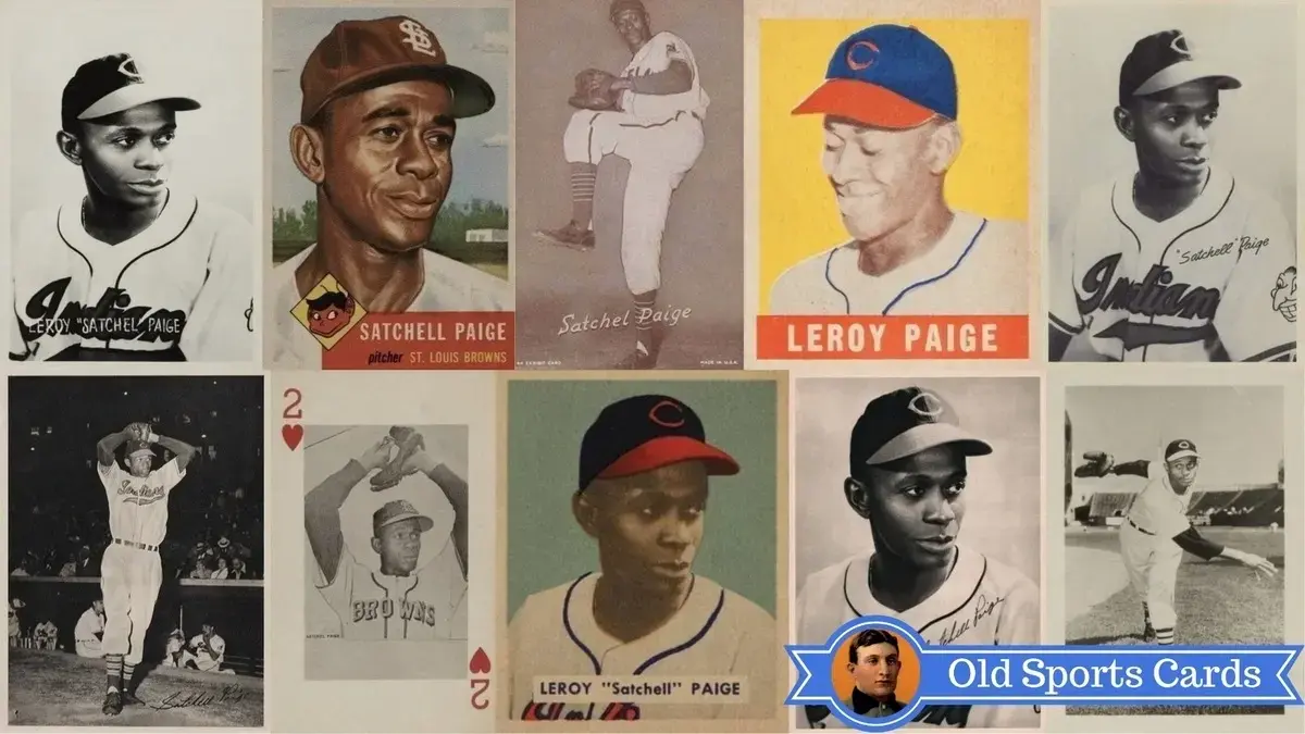 Satchel Paige baseball cards collection featuring rookie and career highlights