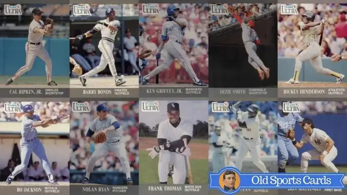 A collage of the most valuable cards from the 1991 Fleer Ultra Baseball sports card set.