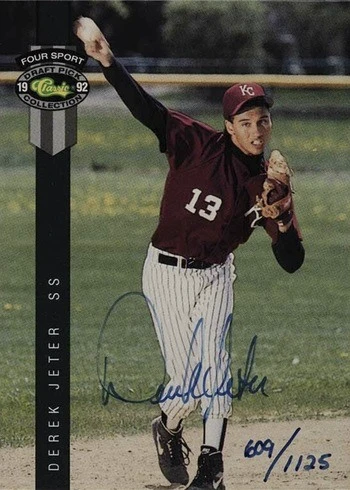 derek jeter rare baseball cards Derek Jeter Autographed 1993 Upper Deck SP Rookie Card #279 New York Y — RSA