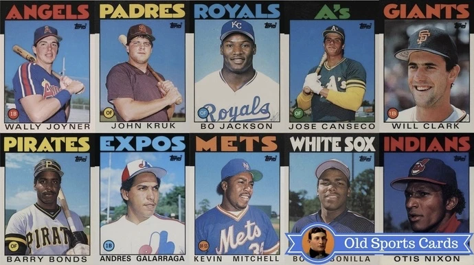 A collage of the most valuable cards from the 1986 Topps Traded Baseball sports card set.