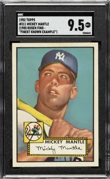 1952 Topps #311 Mickey Mantle 200000 Baseball Card Graded SGC 9.5 Gem Mint