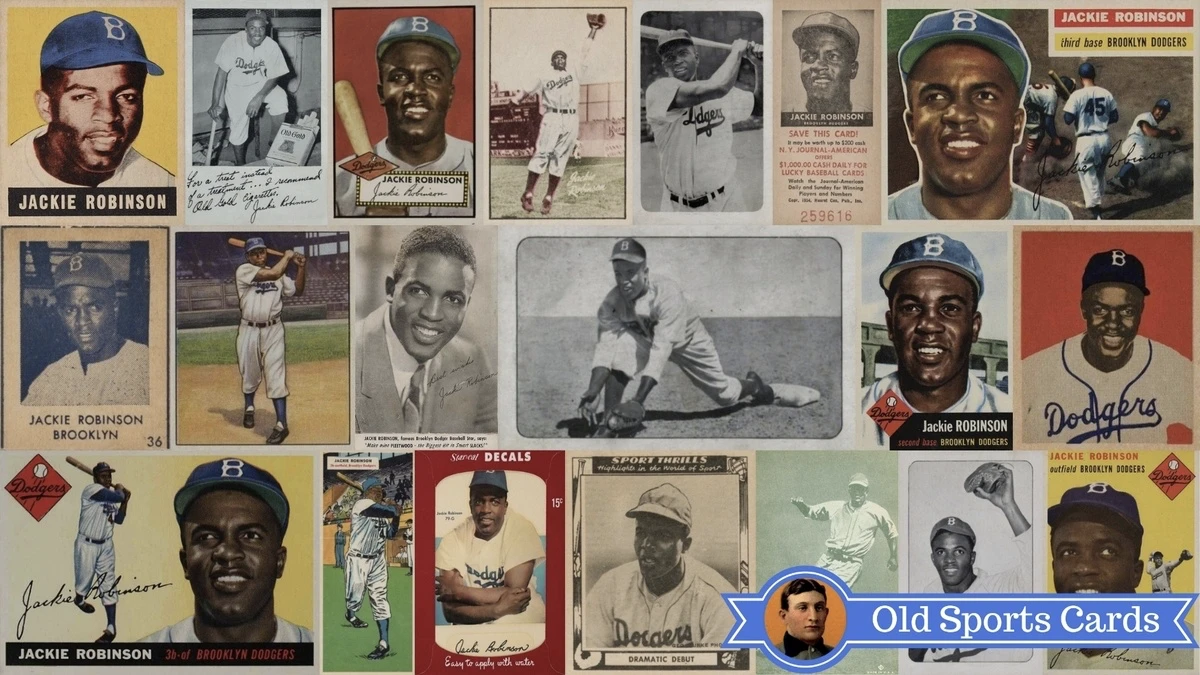 Jackie Robinson baseball cards collection featuring rookie and career highlights