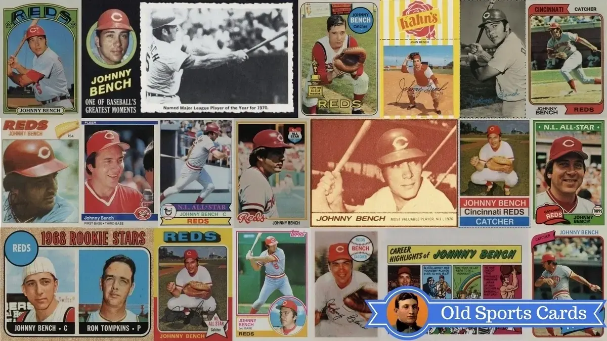 Johnny Bench baseball cards collection featuring rookie and career highlights