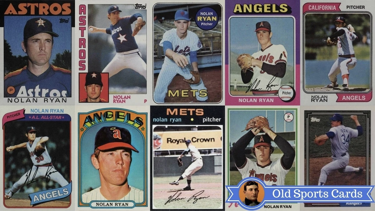 Nolan Ryan baseball cards collection featuring rookie and career highlights