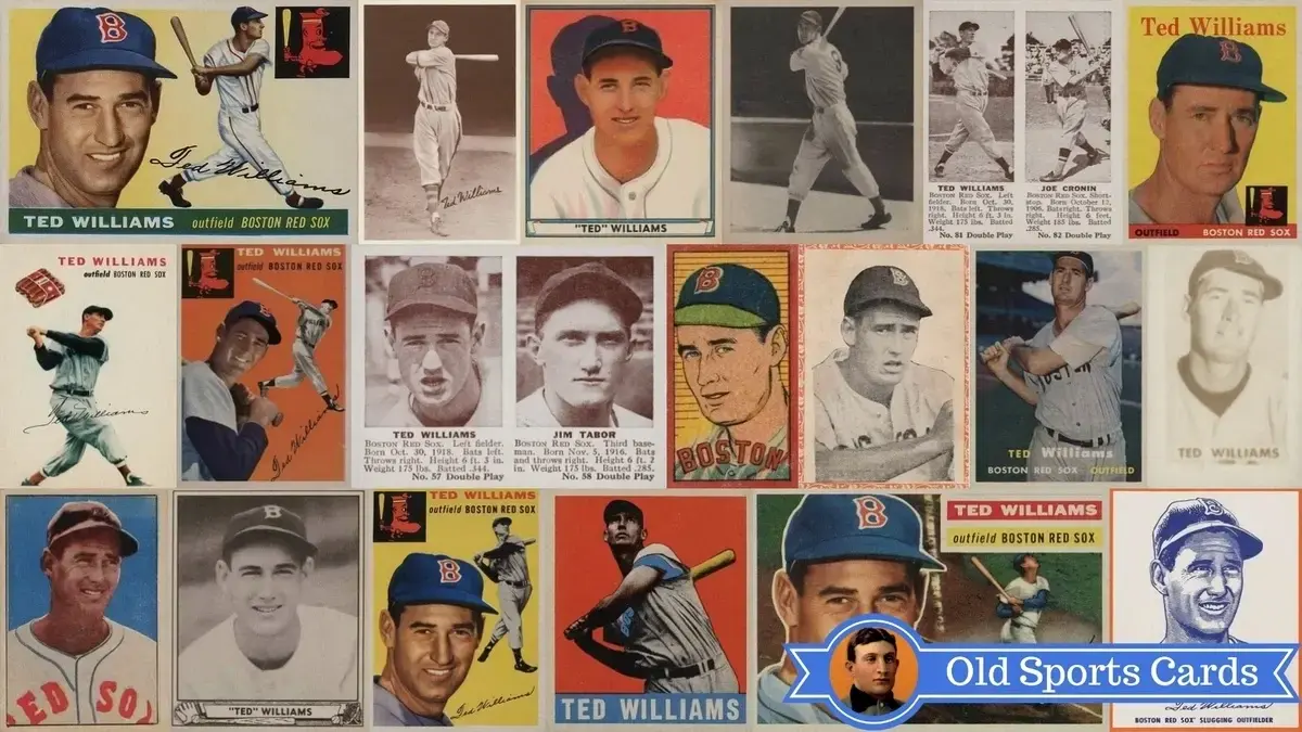 Ted Williams baseball cards collection featuring rookie and career highlights