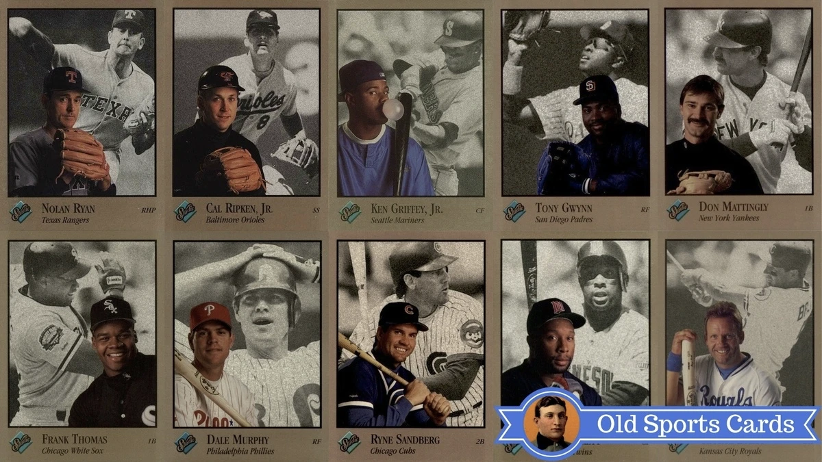 A collage of the most valuable cards from the 1992 Studio Baseball sports card set.