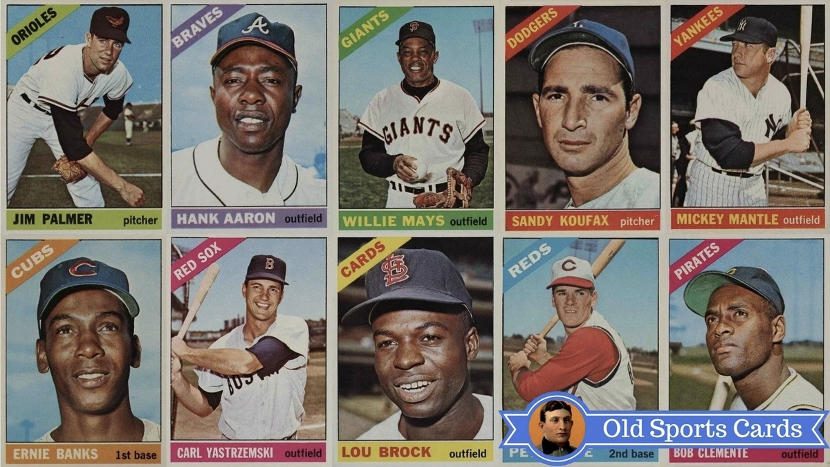 A collage of the most valuable cards from the 1966 Topps Baseball sports card set.