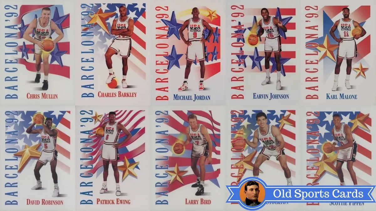 A collage of the most valuable cards from the 1991 SkyBox Basketball sports card set.