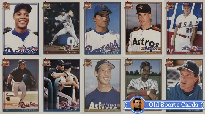 A collage of the most valuable cards from the 1991 Topps Traded Baseball sports card set.
