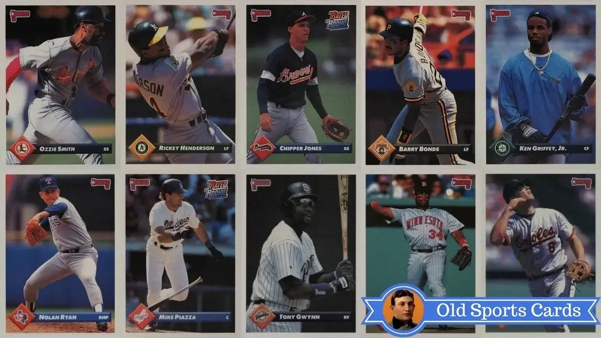 A collage of the most valuable cards from the 1993 Donruss Baseball sports card set.
