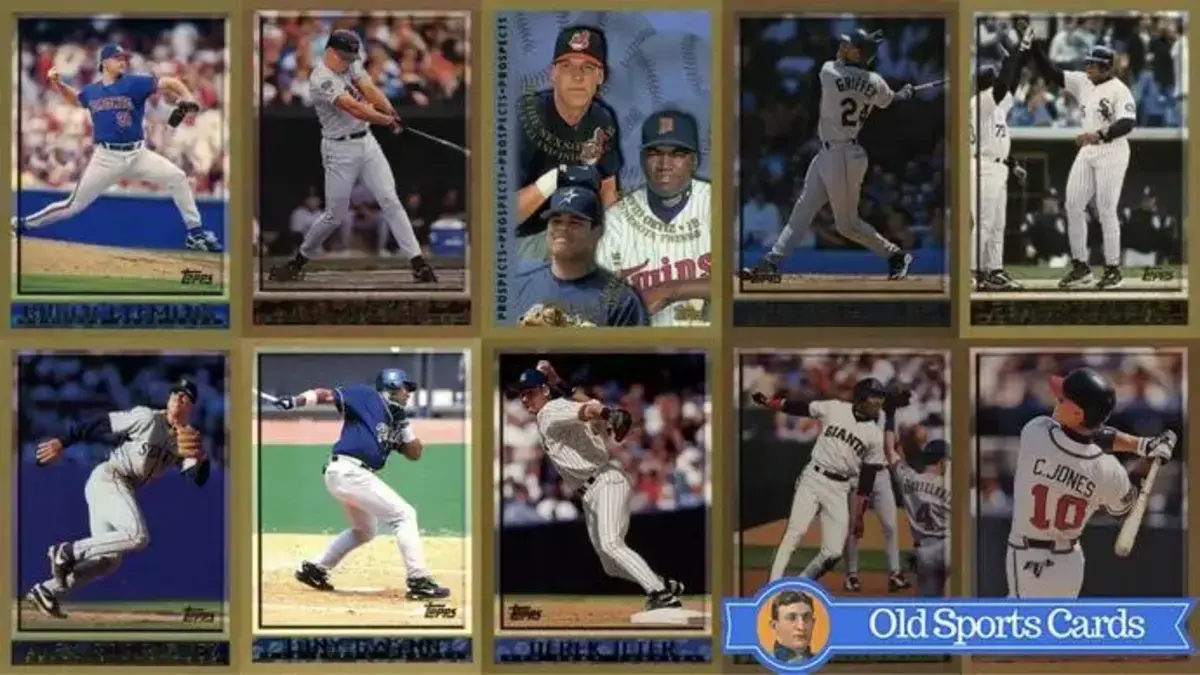 A collage of the most valuable cards from the 1998 Topps Baseball sports card set.