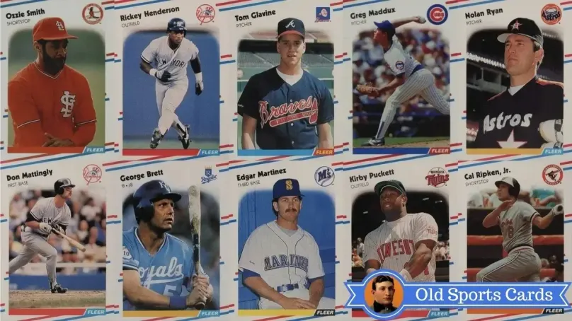 A collage of the most valuable cards from the 1988 Fleer Baseball sports card set.