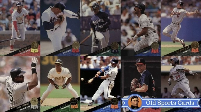 A collage of the most valuable cards from the 1993 Leaf Baseball sports card set.
