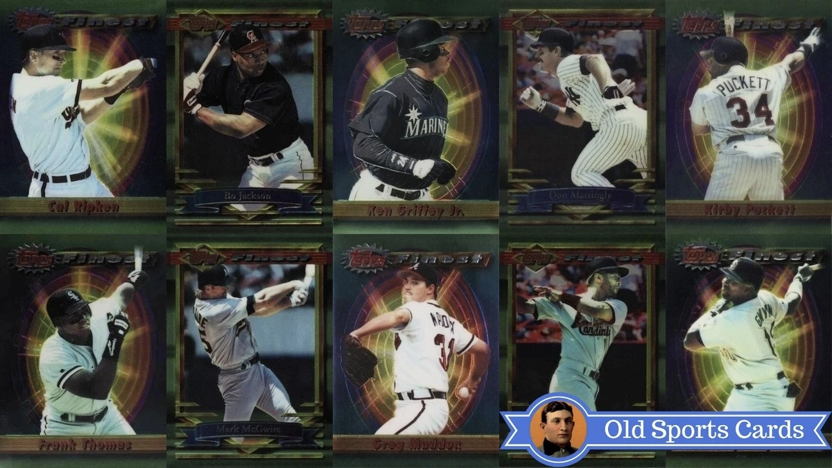 A collage of the most valuable cards from the 1994 Topps Finest Baseball sports card set.