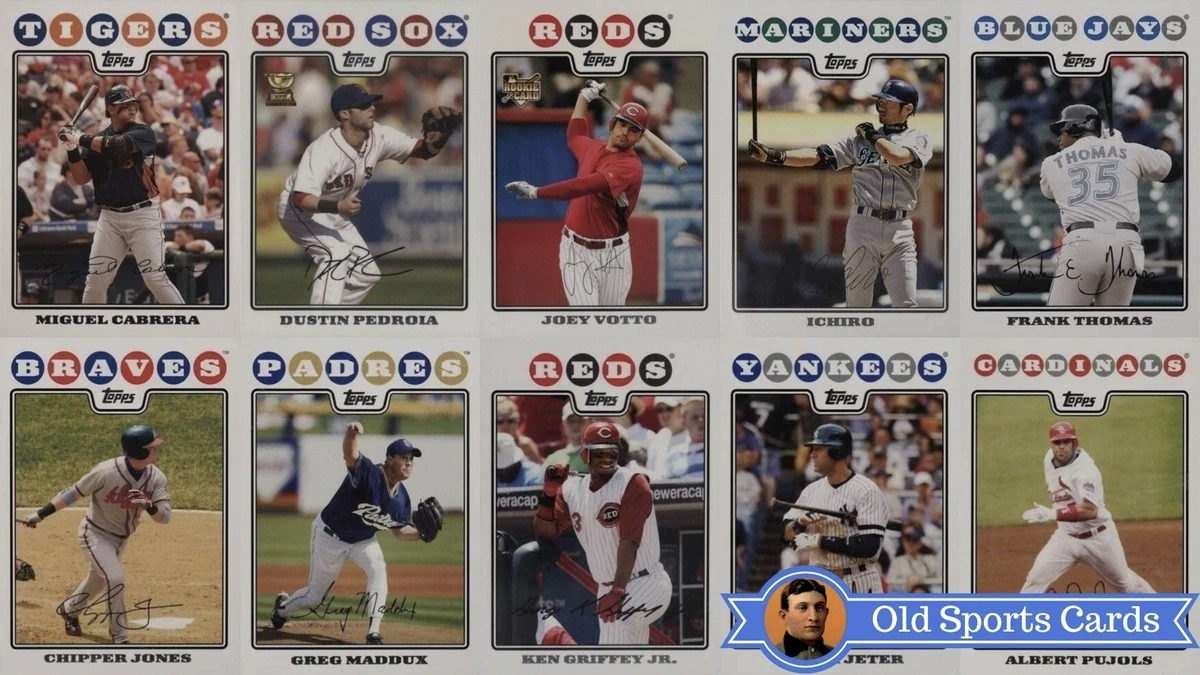 A collage of the most valuable cards from the 2008 Topps Baseball sports card set.