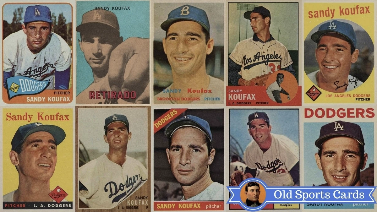 Sandy Koufax baseball cards collection featuring rookie and career highlights