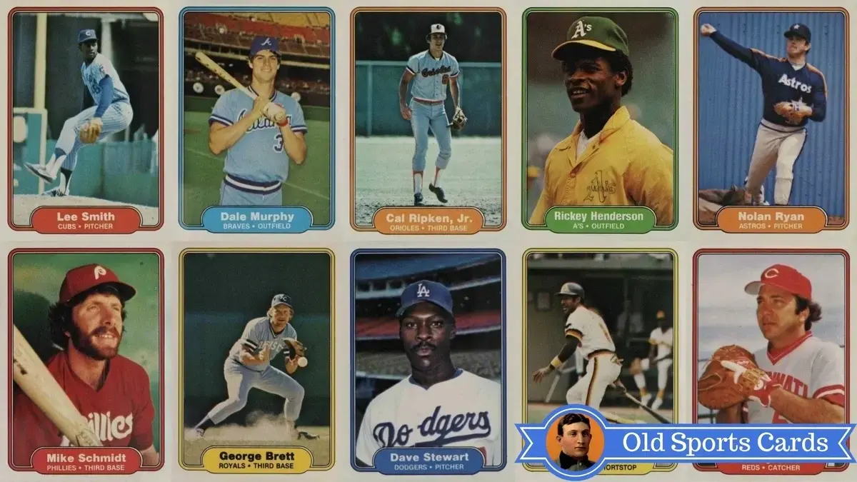 A collage of the most valuable cards from the 1982 Fleer Baseball sports card set.