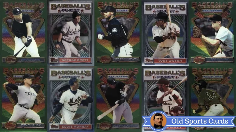 A collage of the most valuable cards from the 1993 Topps Finest Baseball sports card set.