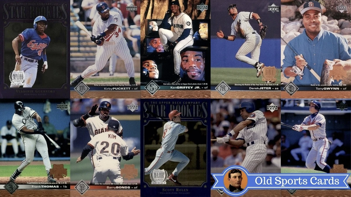 A collage of the most valuable cards from the 1997 Upper Deck Baseball sports card set.