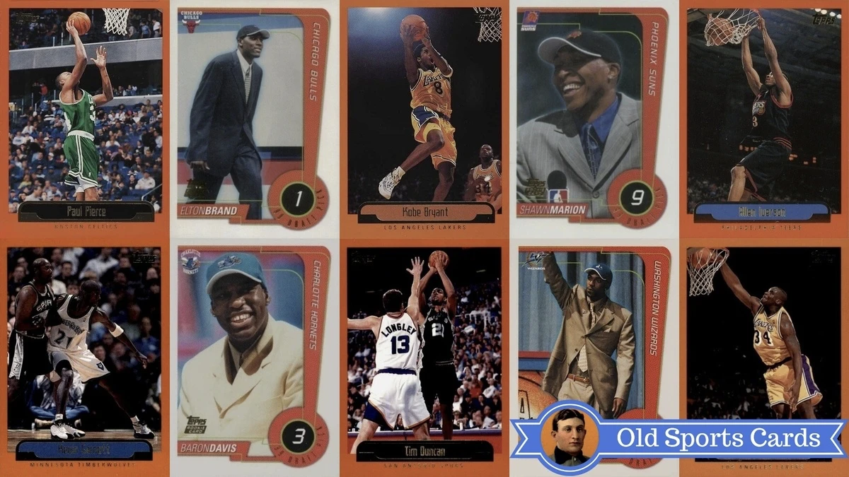 A collage of the most valuable cards from the 1999 Topps Basketball sports card set.
