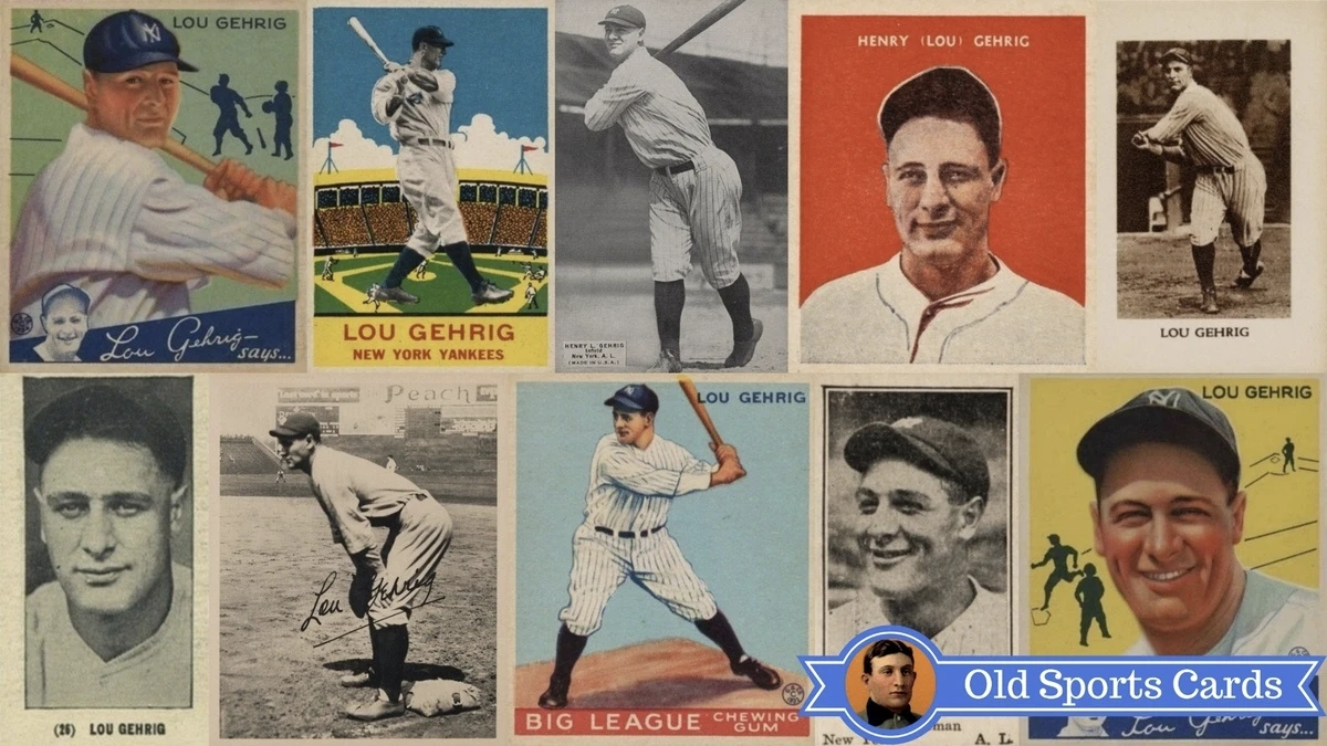 Lou Gehrig baseball cards collection featuring rookie and career highlights