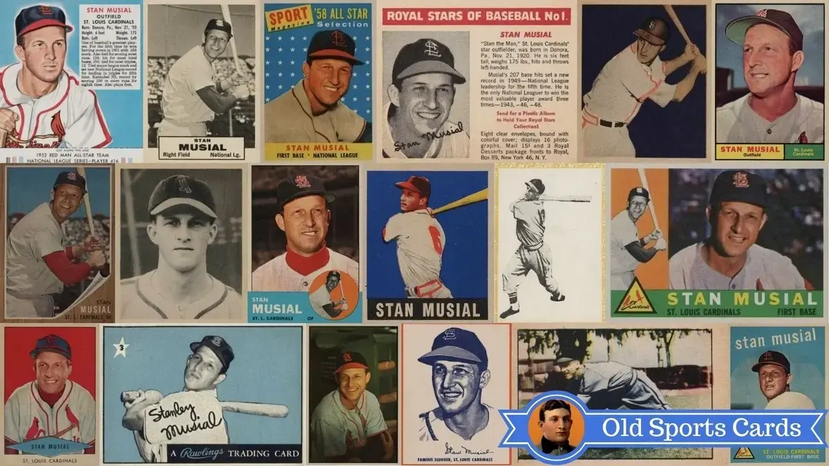 Stan Musial baseball cards collection featuring rookie and career highlights