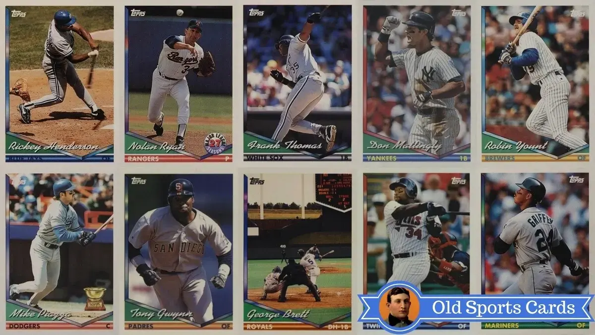 A collage of the most valuable cards from the 1994 Topps Baseball sports card set.