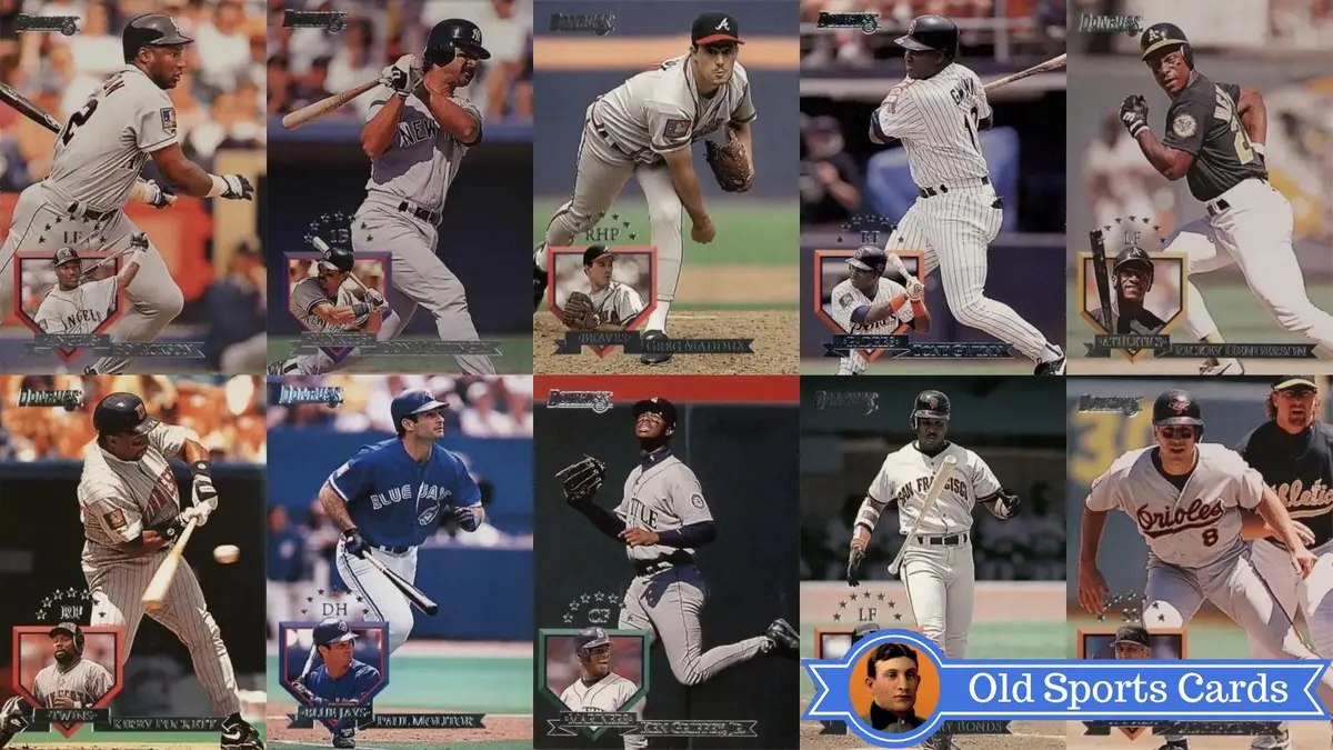 A collage of the most valuable cards from the 1995 Donruss Baseball sports card set.
