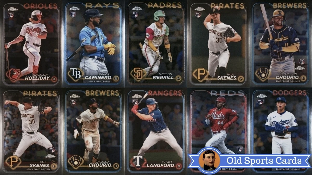 A collage of the most valuable cards from the 2024 Topps Chrome Update Baseball sports card set.