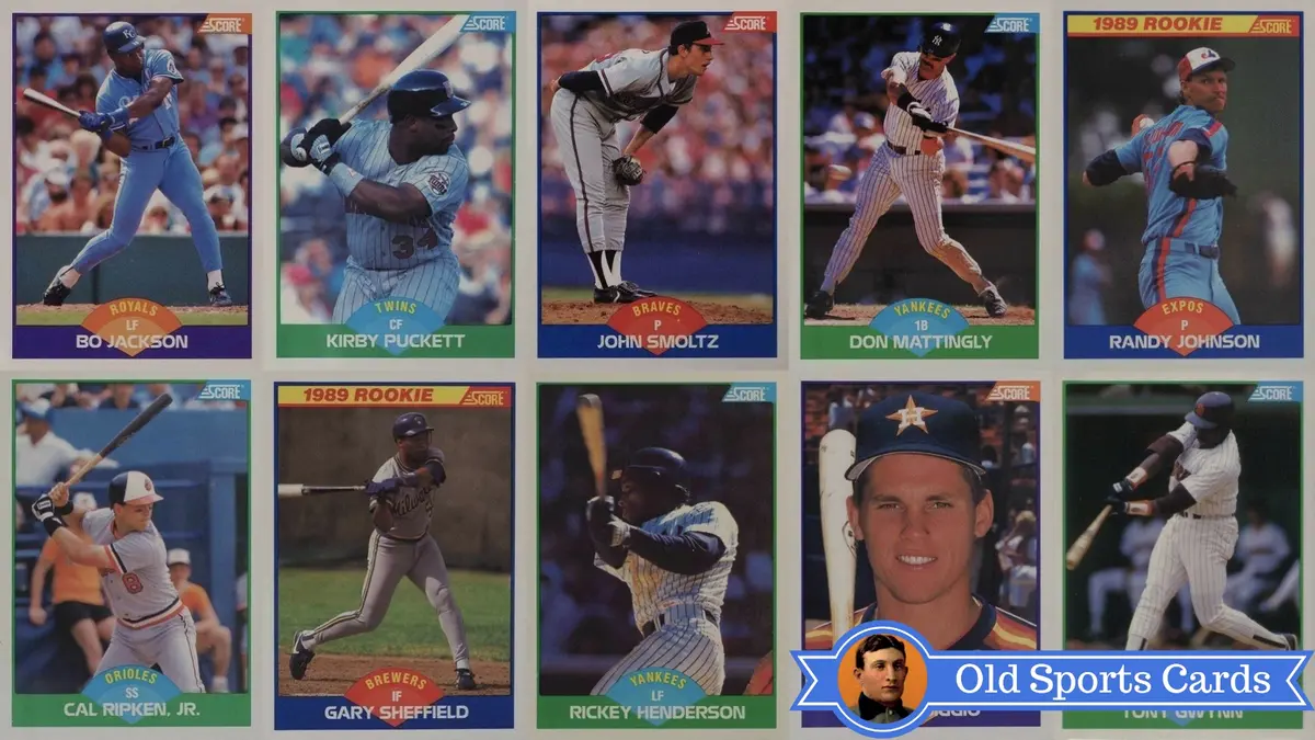 A collage of the most valuable cards from the 1989 Score Baseball sports card set.