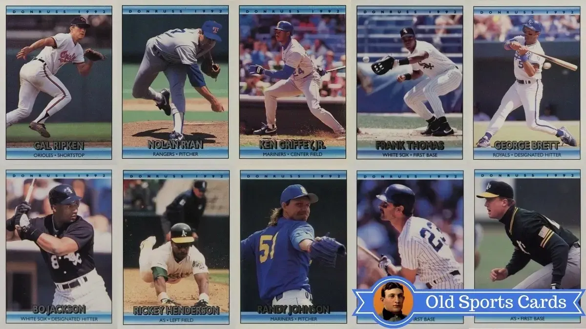 A collage of the most valuable cards from the 1992 Donruss Baseball sports card set.