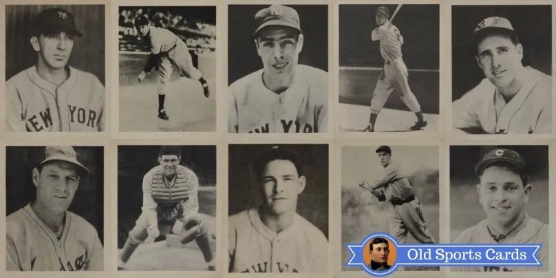 A collage of the most valuable cards from the 1939 Play Ball Baseball sports card set.