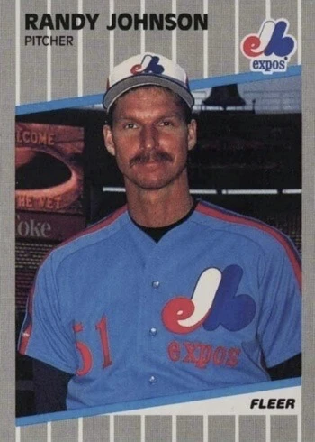 1989 Fleer #381 Randy Johnson Marlboro Ad On Scoreboard Rookie Card