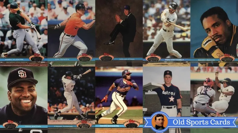 A collage of the most valuable cards from the 1991 Topps Stadium Club Baseball sports card set.