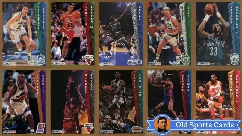 A collage of the most valuable cards from the 1992 Fleer Basketball sports card set.