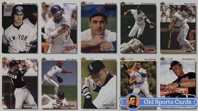 A collage of the most valuable cards from the 1992 Upper Deck Baseball sports card set.
