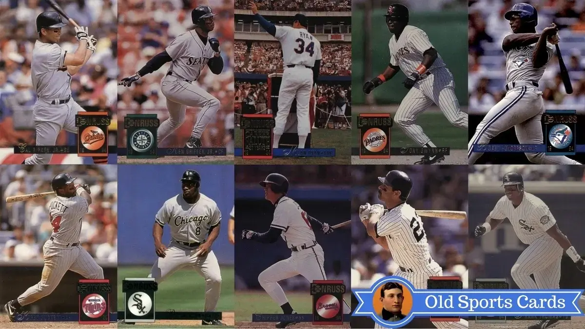 A collage of the most valuable cards from the 1994 Donruss Baseball sports card set.