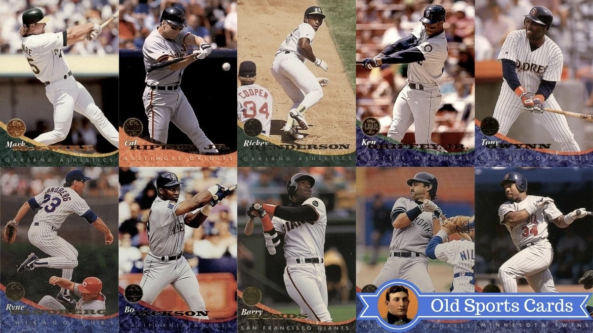 A collage of the most valuable cards from the 1994 Leaf Baseball sports card set.
