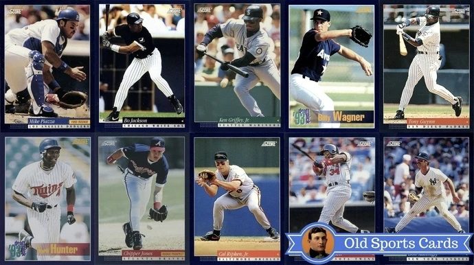A collage of the most valuable cards from the 1994 Score Baseball sports card set.